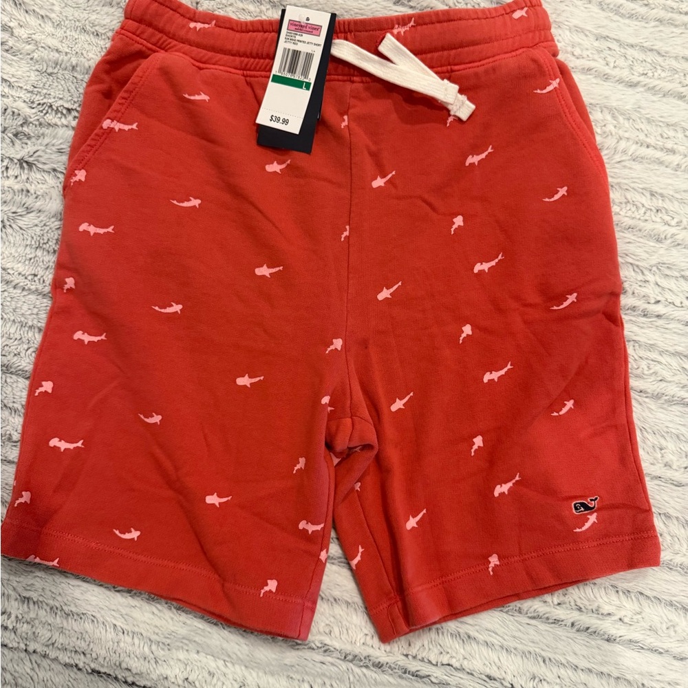Red Shark-Print Boys Drawstring Shorts - Vineyard Vines